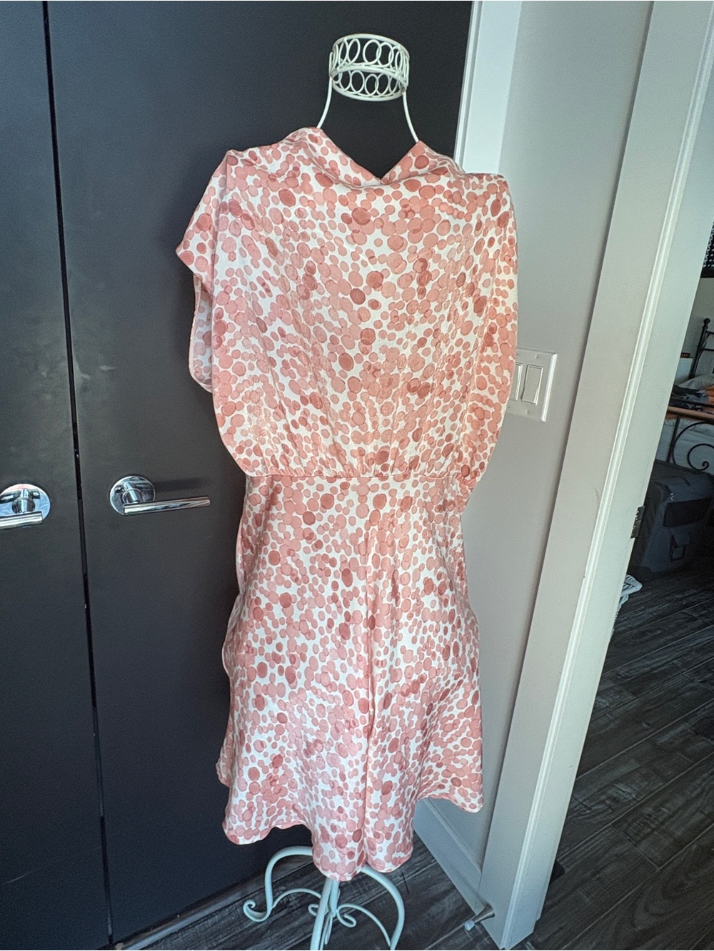 UK brand OVS peachy/blush Dot-Print Midi Dress